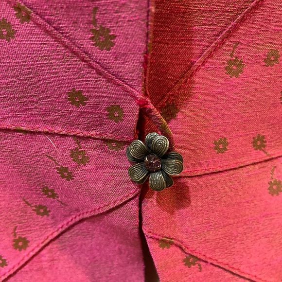 Vintage 1990’s Zion barbie pink print fitted lined blazer floral metal button 2 - Picture 4 of 14